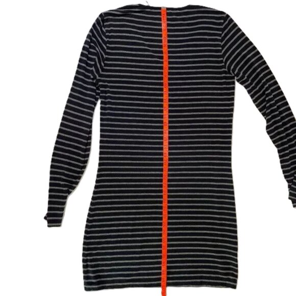 Long Tall Sally Jersey Knit Tunic Mini Dress Black Gray Stripe Size M - Picture 8 of 11